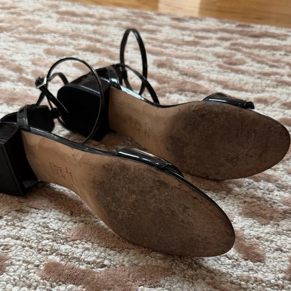 Stuart Weitzman Black Patent Low Block Heel Pumps – Size 9 - Picture 7 of 7